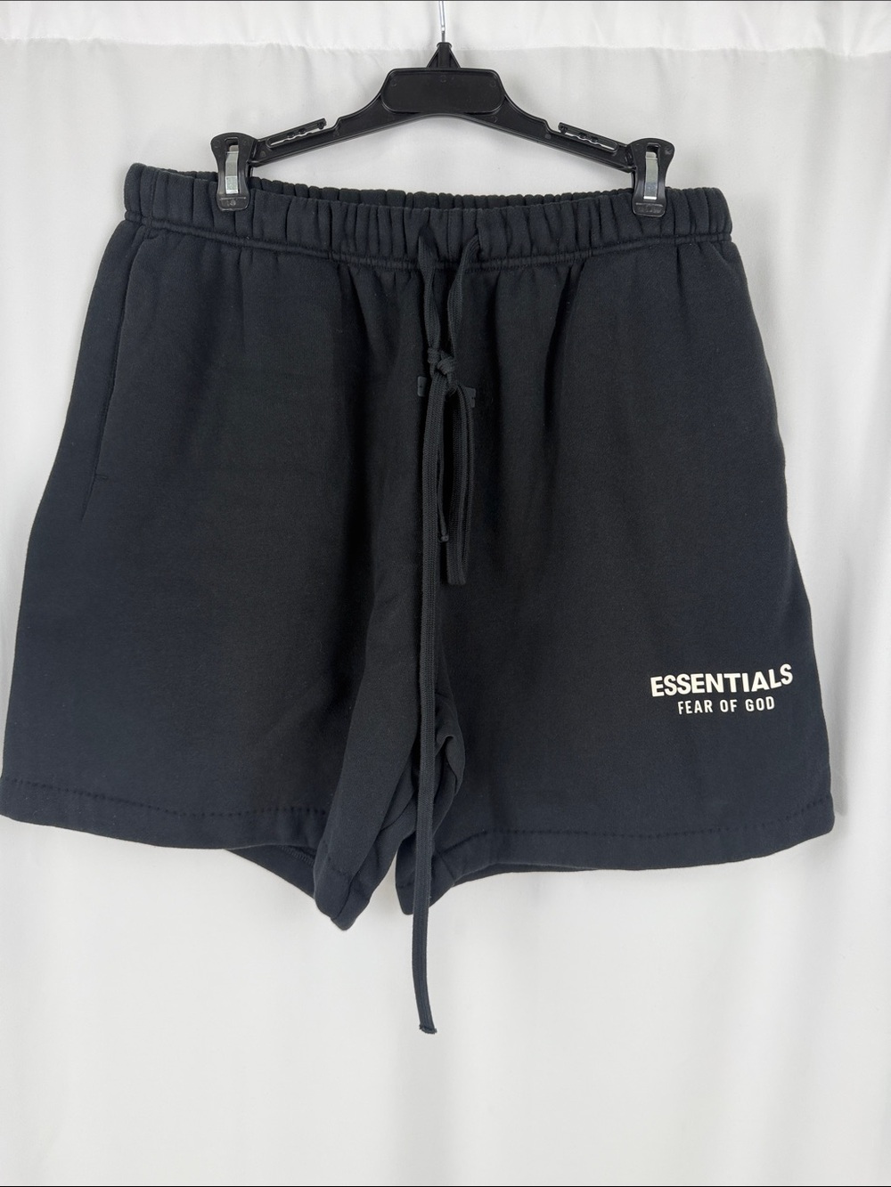 Fear of God ESSENTIALS Black Cotton Drawstring Athletic Shorts